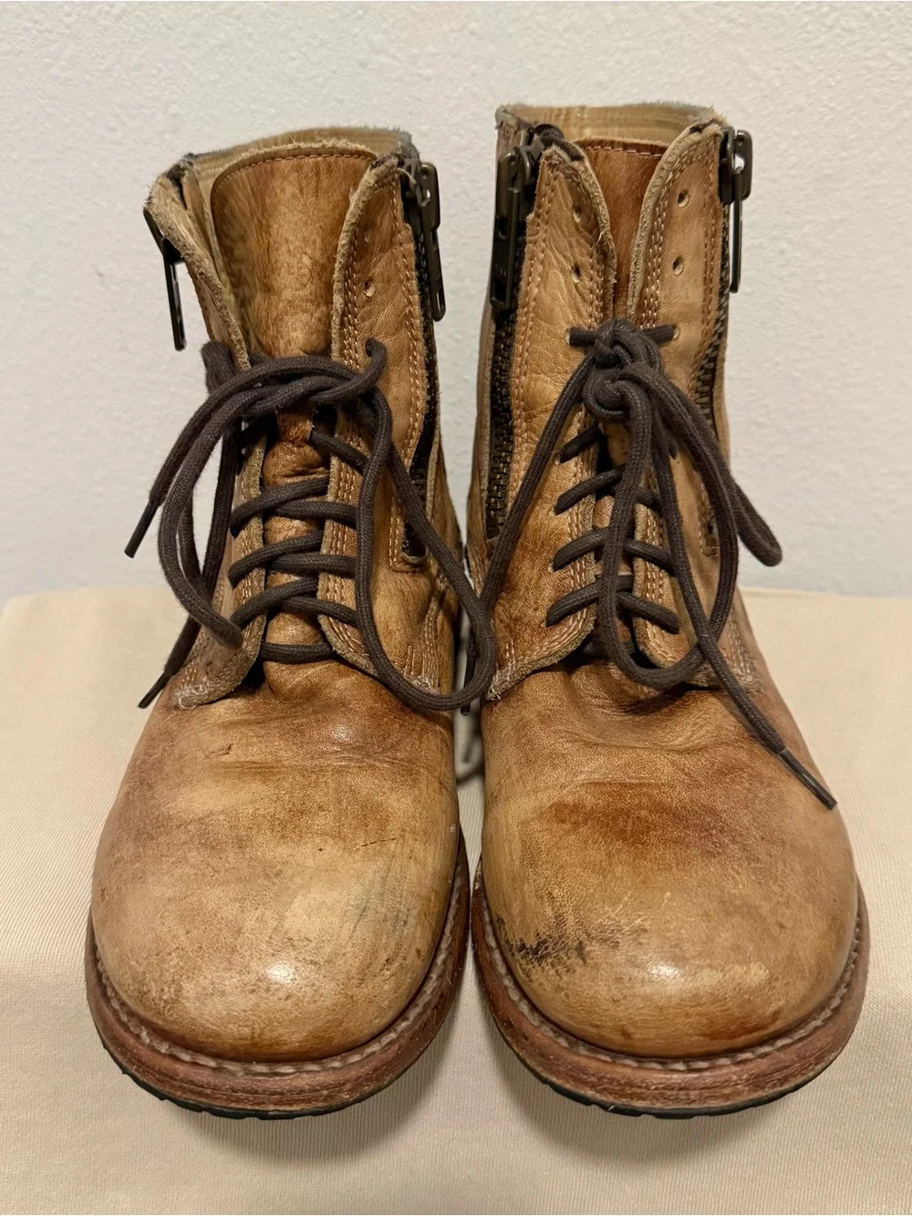 Bed Stu Leather Tactic Trek Tan Rustic Moto Combat Boots Festival Size 8.5 - Picture 2 of 7